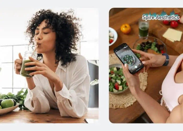 Image of woman looking into her diet and fat freezing Salisbury to improve her health
